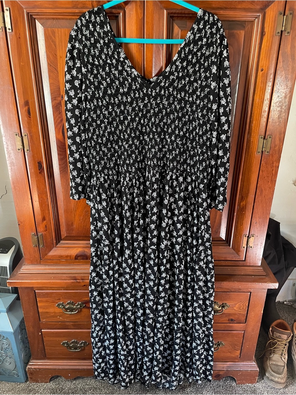Christy Dawn Black Maxi Dress with White Floral Print
